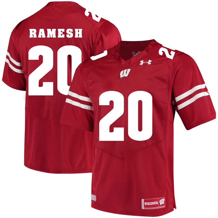 Wisconsin Badgers #20 Austin Ramesh Red College Football Jersey DingZhi